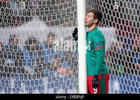 Fedor Smolov of FC Lokomotiv Moskva reacts during the UEFA Champions League group D match between FC Lokomotiv Moskva and Bayer Leverkusen at RZD Arena on November 26, 2019 in Moscow, Russia. (Photo by Igor Russak/NurPhoto) Stock Photo