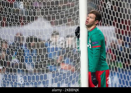 Fedor Smolov of FC Lokomotiv Moskva reacts during the UEFA Champions League group D match between FC Lokomotiv Moskva and Bayer Leverkusen at RZD Arena on November 26, 2019 in Moscow, Russia. (Photo by Igor Russak/NurPhoto) Stock Photo