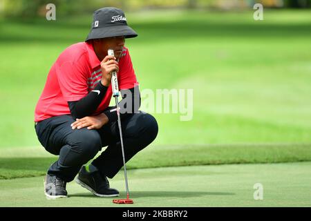 Photo action of Hariz Hezri during 21st Sarawak International Junior Golf Championship Final Round at Sarawak Golf Club on November 28, 2019 in Kuching ,Sarawak , Malaysia. (Photo by Muhammad Amir Abidin/NurPhoto) Stock Photo