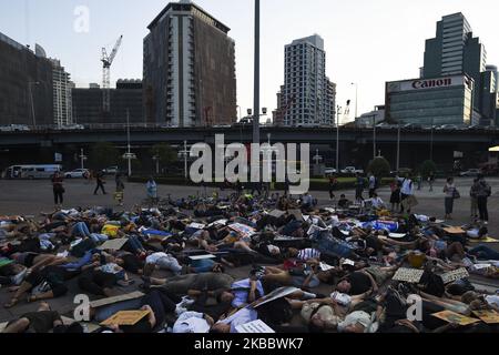 Environmental activists participate during the Global Climate Strike event in Bangkok, Thailand, 29 November 2019. The movement is a continuation of the Global Climate Strike led by Greta Thunberg and to call on world leaders who will attend the United Nations climate change conference. (Photo by Anusak Laowilas/NurPhoto) Stock Photo