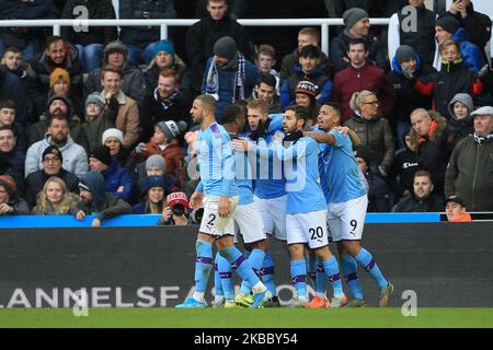 Manchester City's Kevin De Bruyne celebrates with his team mates their second goal during the Premier League match between Newcastle United and Manchester City at St. James's Park, Newcastle on Saturday 30th November 2019. (Photo by Mark Fletcher/MI News/NurPhoto) Stock Photo