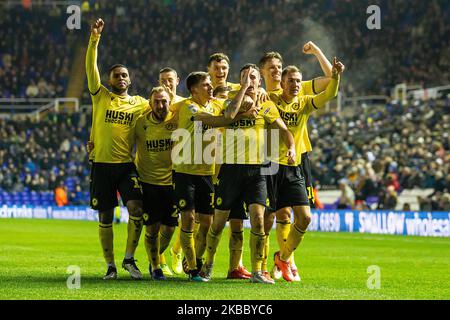 Shaun Williams of Millwall celebrates after scoring the opening goal during the Sky Bet Championship match between Birmingham City and Millwall at St Andrews, Birmingham on Saturday 30th November 2019. (Photo by Alan Hayward/MI News/NurPhoto) Stock Photo