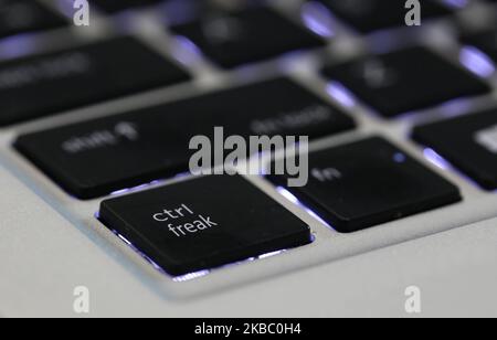 A creative concept for a control freak type personality disorder using a play on words with the ctrl key from a computer keyboard. Stock Photo