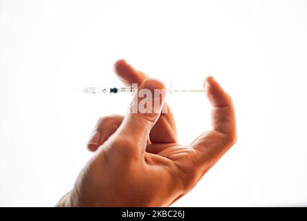 Type 1 diabetes, which is often diagnosed in children or young adults, is treated with insulin, and monitored by the testing of blood-sugar levels. The condition is caused by an abnormal immune reaction that destroys the insulin-producing cells of the pancreas, and treated with insulin injections, or consuming sugar when the body is suffering from low blood sugar levels. On 30 November 2019 in Los Angeles, CA, USA. (Photo by John Fredricks/NurPhoto) Stock Photo