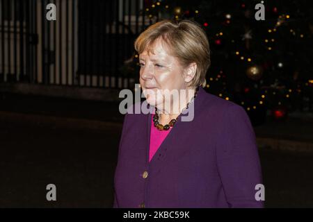 German Chancellor Angela Merkel leaves 10 Downing Street after attending reception for NATO leaders hosted by British Prime Minister Boris Johnson on 03 December, 2019 in London, England, ahead of the main summit tomorrow held to commemorate the 70th anniversary of NATO. (Photo by WIktor Szymanowicz/NurPhoto) Stock Photo