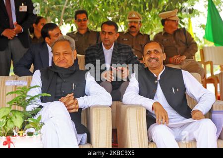 Rajasthan Chief Minister Ashok Ghelot during the 57th Home Defence Foundation Day celebration in Jaipur, Rajasthan, India on Decembe 6, 2019. (Photo by Vishal Bhatnagar/NurPhoto) Stock Photo