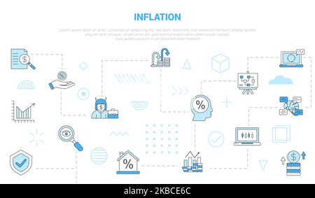 inflation concept with icon set template banner and circle round shape ...