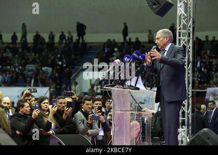 Ali Benflis, former prime minister and presidential candidate, during his election campaign in Algiers, Algeria on 08 December 2019. - Five candidates will participate in the December 12 poll. (Photo by Billal Bensalem/NurPhoto) Stock Photo