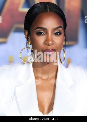 HOLLYWOOD, LOS ANGELES, CALIFORNIA, USA - DECEMBER 09: Singer Kelly Rowland wearing Annakiki arrives at the World Premiere Of Columbia Pictures' 'Jumanji: The Next Level' held at the TCL Chinese Theatre IMAX on December 9, 2019 in Hollywood, Los Angeles, California, United States. (Photo by Xavier Collin/Image Press Agency/NurPhoto) Stock Photo