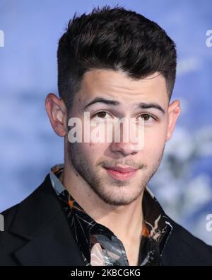 HOLLYWOOD, LOS ANGELES, CALIFORNIA, USA - DECEMBER 09: Actor/singer Nick Jonas wearing Fendi arrives at the World Premiere Of Columbia Pictures' 'Jumanji: The Next Level' held at the TCL Chinese Theatre IMAX on December 9, 2019 in Hollywood, Los Angeles, California, United States. (Photo by Xavier Collin/Image Press Agency/NurPhoto) Stock Photo