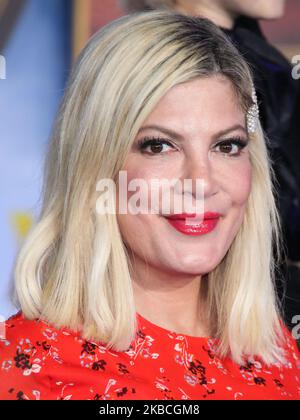 HOLLYWOOD, LOS ANGELES, CALIFORNIA, USA - DECEMBER 09: Tori Spelling arrives at the World Premiere Of Columbia Pictures' 'Jumanji: The Next Level' held at the TCL Chinese Theatre IMAX on December 9, 2019 in Hollywood, Los Angeles, California, United States. (Photo by Xavier Collin/Image Press Agency/NurPhoto) Stock Photo