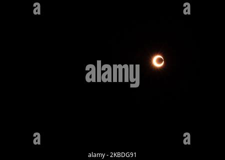 An annular solar elipse is seen at Bunsur Villange on on December 26, 2019 Siak Regency, Indonesia (Photo by Afrianto Silalahi/NurPhoto) Stock Photo