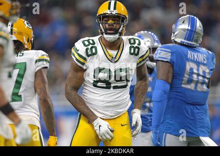 Green Bay Packers tight end Marcedes Lewis (89) is seen during the second half of an NFL football game against the Detroit Lions in Detroit, Michigan USA, on Sunday, December 29, 2019 (Photo by Jorge Lemus/NurPhoto) Stock Photo