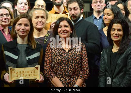 Prize winners for the contest Made in Paris with mayor of Paris Anne Hidalgo (C) - December 19, 2019, Paris (Photo by Daniel Pier/NurPhoto) Stock Photo