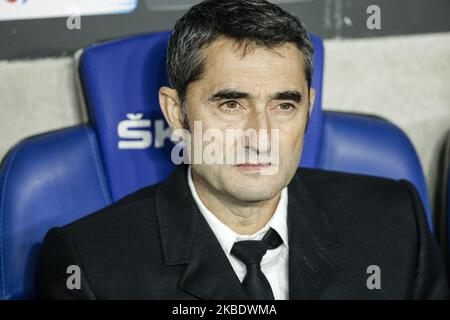 Ernesto Valverde from Spain of FC Barcelona during La Liga match between RCD Espanyol and FC Barcelona and at RCD Stadium on January 04, 2020 in Barcelona, Spain. (Photo by Xavier Bonilla/NurPhoto) Stock Photo