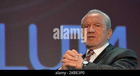 Lord Alan Sugar, Business Titan And Star Of The Apprentice UK, speaks at Pendulum Summit, World's Leading Business and Self-Empowerment Summit, in Dublin Convention Center. On Thursday, January 10, 2019, in Dublin, Ireland. On Wednesday, 8 January 2020, in Dublin, Ireland. (Photo by Artur Widak/NurPhoto) Stock Photo