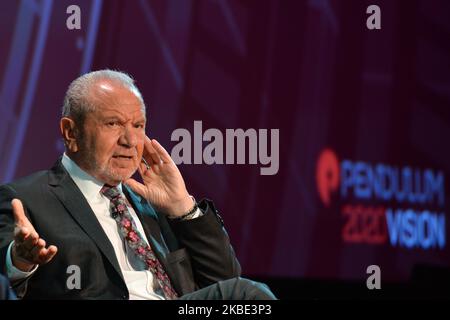 Lord Alan Sugar, Business Titan And Star Of The Apprentice UK, speaks at Pendulum Summit, World's Leading Business and Self-Empowerment Summit, in Dublin Convention Center. On Thursday, January 10, 2019, in Dublin, Ireland. On Wednesday, 8 January 2020, in Dublin, Ireland. (Photo by Artur Widak/NurPhoto) Stock Photo