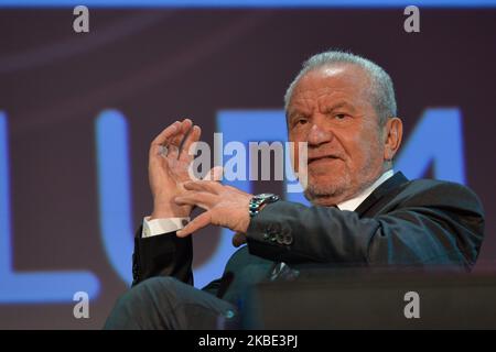 Lord Alan Sugar, Business Titan And Star Of The Apprentice UK, speaks at Pendulum Summit, World's Leading Business and Self-Empowerment Summit, in Dublin Convention Center. On Thursday, January 10, 2019, in Dublin, Ireland. On Wednesday, 8 January 2020, in Dublin, Ireland. (Photo by Artur Widak/NurPhoto) Stock Photo