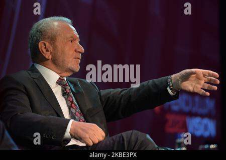 Lord Alan Sugar, Business Titan And Star Of The Apprentice UK, speaks at Pendulum Summit, World's Leading Business and Self-Empowerment Summit, in Dublin Convention Center. On Thursday, January 10, 2019, in Dublin, Ireland. On Wednesday, 8 January 2020, in Dublin, Ireland. (Photo by Artur Widak/NurPhoto) Stock Photo