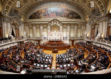 General view during the State Budget 2020 final debate at the Portuguese Parliament in Lisbon, Portugal on January 10, 2020. (Photo by Pedro FiÃºza/NurPhoto) Stock Photo