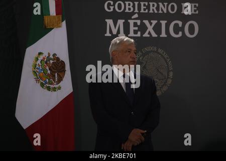 Mexican president Andres Manuel Lopez Obrador attends his daily morning press conference in Ciudad Juarez, Chihuahua state, Mexico, on January 10, 2020. (Photo by David Peinado/NurPhoto) Stock Photo