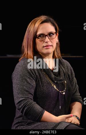 Actress Angelica Vale talks during a press conference to announce her integration to the cast of Chicago the Musical at Teatro Telcel on January 10, 2020 in Mexico City, Mexico (Photo by Eyepix/NurPhoto) Stock Photo