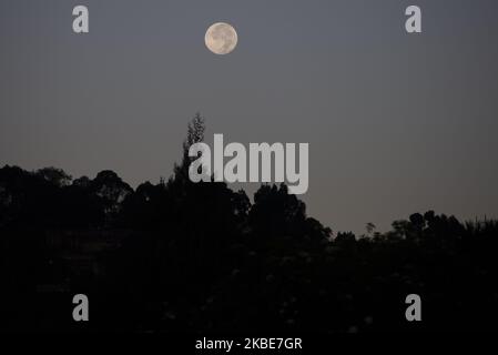 View of the Full moon in Bogota, Colombia on January 11, 2020. (Photo by Daniel Garzon Herazo/NurPhoto) Stock Photo