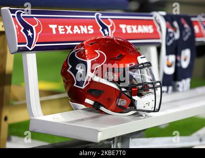 Houston Texans red helmet during pregame warmups before an NFL