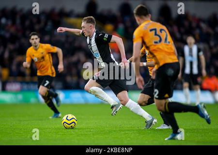 Sean Longstaff of Newcastle United on the ball during the Premier League match between Wolverhampton Wanderers and Newcastle United at Molineux, Wolverhampton on Saturday 11th January 2020. (Photo by Alan Hayward/MI News/NurPhoto) Stock Photo