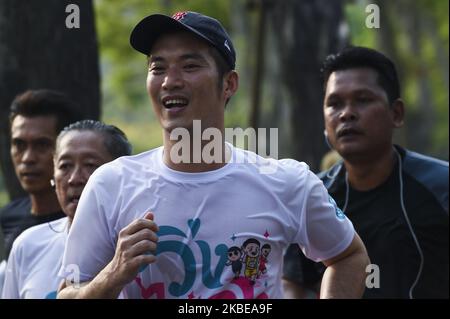 Thailand's Future Forward Party leader Thanathorn Juangroongruangkit attends a ''Run Against Dictatorship'' in Bangkok, Thailand, 12 January 2020. (Photo by Anusak Laowilas/NurPhoto) Stock Photo