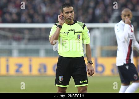 The referee Marco Piccinini during the Serie A football match between Torino FC and Bologna FC at Olympic Grande Torino Stadium on January 12, 2020 in Turin, Italy. Torino won 1-0 over Bologna. (Photo by Massimiliano Ferraro/NurPhoto) Stock Photo