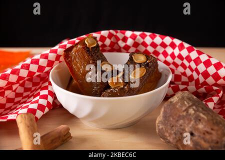 Dulce de Calabaza. Mexican dessert whose main ingredients are pumpkin and piloncillo, also known as Chacualole, Xacualole or Calabaza en Tacha, widely Stock Photo