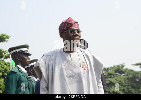 Lagos State Governor Babajide Sonwo-Olu at the military arcade during a ceremony marking the army Remembrance Day in Lagos, Nigeria January 15, 2020. (Photo by Olukayode Jaiyeola/NurPhoto) Stock Photo