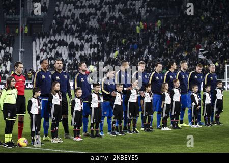 Parma players pose in order to be photographed before the Serie A football match n.20 JUVENTUS - PARMA on January 19, 2020 at the Allianz Stadium in Turin, Piedmont, Italy. (Photo by Matteo Bottanelli/NurPhoto) Stock Photo