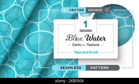 Blue Water Seamless Pattern Illustration Stock Vector