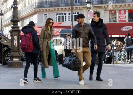 Victoria Bekham and David Beckham are seen at Gare du Nord station on