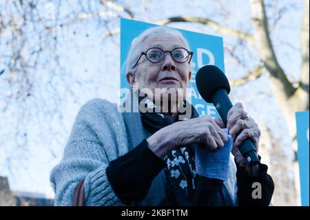 Actress Vanessa Redgrave takes part in a rally in Parliament Square, organised by Safe Passage charity, urging the peers in the House of Lords to back Lord Dubs Amendment to the EU Withdrawal Bill, which allows for unaccompanied refugee children to be reunited with their relatives in Britain on 20 January, 2020 in London, England. Last week MPs in the Commons rejected proposals, previously accepted by Theresa May’s government, to keep protections for child refugees in the redrafted EU Withdrawal Agreement Bill. (Photo by WIktor Szymanowicz/NurPhoto) Stock Photo