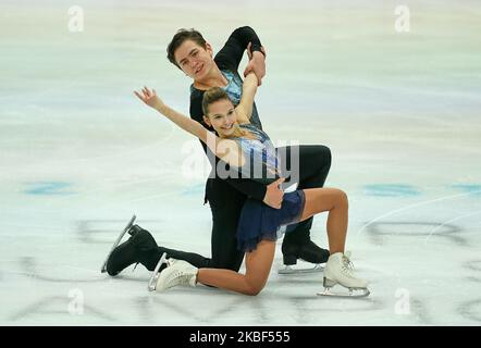 Daria Pavliuchenko and Denis Khodykin of Russia during Short Programme for pairs at ISU European Figure Skating Championships in Steiermarkhalle, Graz, Austria on January 23, 2020. (Photo by Ulrik Pedersen/NurPhoto) Stock Photo