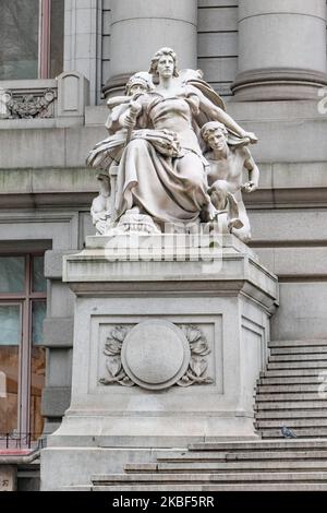 The National Museum of the American Indian, a Smithsonian Institution, is dedicated to the life, languages, literature, history and arts of the Native Americans of the Western Hemisphere. The National Museum of the American Indian is located within the historic Alexander Hamilton U.S. Custom House in Manhattan, New York City, USA on 17 November 2019. (Photo by Nicolas Economou/NurPhoto) Stock Photo