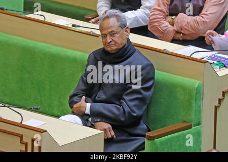 Rajasthan Chief Minister Ashok Ghelot during the on going session of the Rajasthan Assembly in Jaipur, Rajasthan, India, Jan 24,2020. (Photo by Vishal Bhatnagar/NurPhoto) Stock Photo