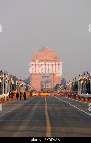 Preparations in full swing at Rajpath ahead of the upcoming Indian Republic Day parade, in New Delhi on January 25, 2020. India will be celebrating its 71st Republic Day on January 26. (Photo by Mayank Makhija/NurPhoto) Stock Photo
