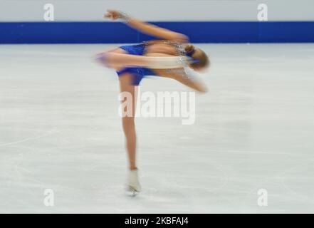 Alexandra Feigin of Bulgaria in action during Ladies Free Skating at ISU European Figure Skating Championships in Steiermarkhalle, Graz, Austria on January 25, 2020. (Photo by Ulrik Pedersen/NurPhoto) Stock Photo