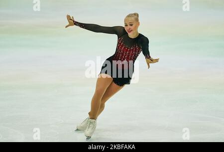 Linnea Ceder of Finland in action during Ladies Free Skating at ISU European Figure Skating Championships in Steiermarkhalle, Graz, Austria on January 25, 2020. (Photo by Ulrik Pedersen/NurPhoto) Stock Photo