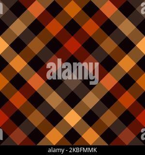 Seamless pattern. Classical cell diagonally. Contrasting red, orange and yellow color on dark brown background. Halloween Color Theme Stock Photo