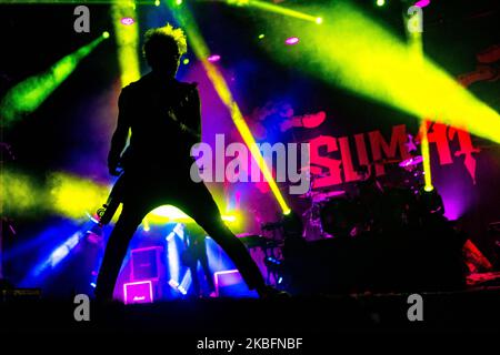 Sum 41 performs live at Lorenzini District in Milan, Italy, on January 28 2020. Sum 41 is a Canadian rock band, from their formation to 2016, Sum 41 were the 31st best-selling Canadian artist in Canada and among the top 10 best-selling Canadian bands in Canada (Photo by Mairo Cinquetti/NurPhoto) Stock Photo