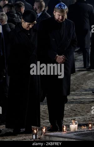 King Willem Alexander of the Netherlands and Queen Maxima of the netherlands attends the 75th anniversary of the liberation of the Nazi German concentration and extermination camp, Auschwitz-Birkenau on January 27, 2020 in Oswiecim, Poland. The day commemorates when the Soviet troops liberated the Nazi concentration camp, Auschwitz-Birkenau, in Poland on January 27, 1945. (Photo by Peter Niedung/NurPhoto) Stock Photo