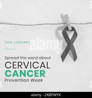 Composition of cervical cancer awareness week text over ribbon Stock Photo