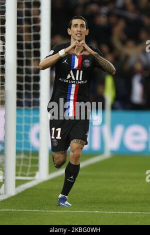 Paris Saint Germain s Angel Di Maria celebrates his sides second