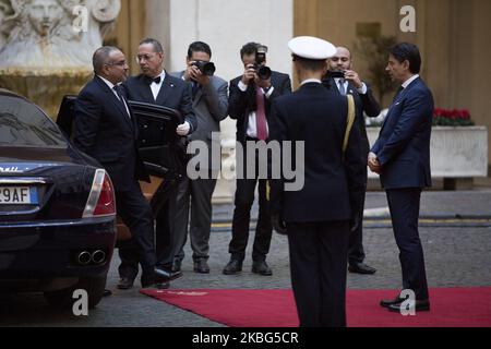 Italy's Prime Minister Giuseppe Conte welcomes Bahrain's Crown Prince Salman bin Hamad bin Isa Al Khalifa, at Chigi Palace in Rome, on February 3, 2020. (Photo by Christian Minelli/NurPhoto) Stock Photo