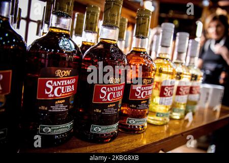 A view of rum Santiago di Cuba in Trinidad, Cuba, on January 21, 2020. Trinidad is a town in the province of Sancti Spíritus, central Cuba. Together with the nearby Valle de los Ingenios, it has been a UNESCO World Heritage site since 1988. (Photo by Manuel Romano/NurPhoto) Stock Photo